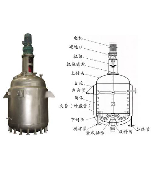 不鏽鋼內(nèi)盤管電(diàn)加熱反應釜